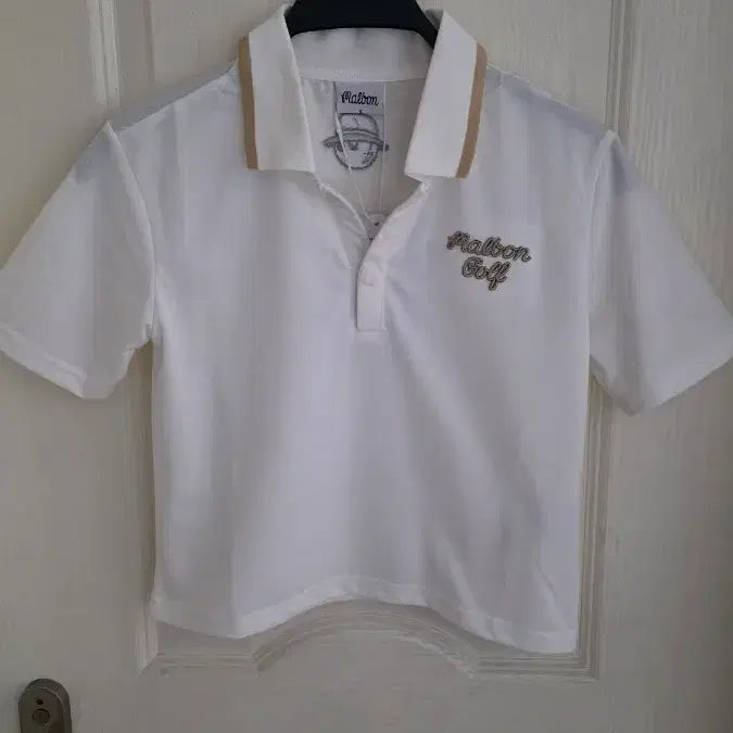 [BUNJANG] Malbon Golf Short Collar T-Shirt White / 말본 골프 반팔 숏 카라티 화이트(새상품)