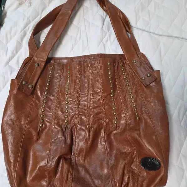 [BUNJANG] Randy Leather Shoulder Bag - Brown, Large Size / 랜디 가죽 숄더백 브라운 빅사이즈