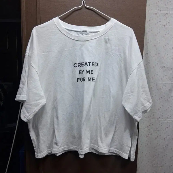 [BUNJANG] White Lettering Short Sleeve T-Shirt (Free Size) / 화이트 레터링 반팔 티셔츠(프리)
