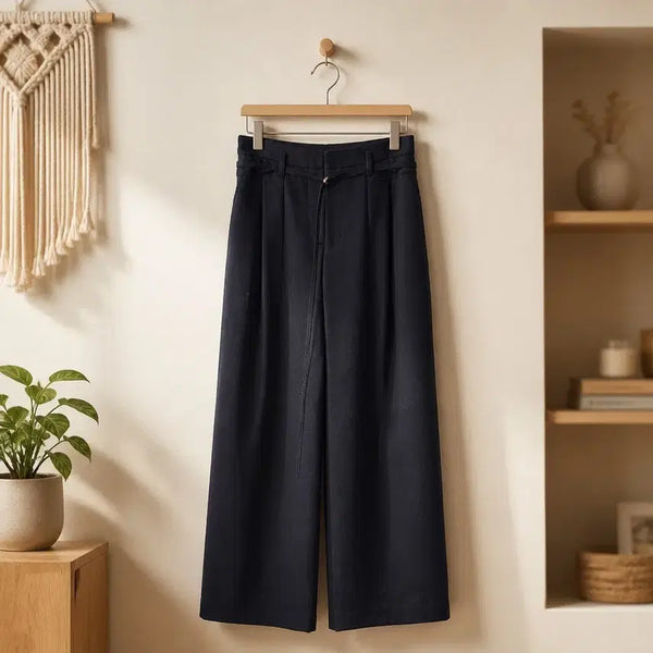 [BUNJANG] SJSJ Belted Cashmere Blend Wide Pants / 한섬 SJSJ 2023 벨티드 캐시미어 블렌드 와이드 팬츠 64-94사이즈