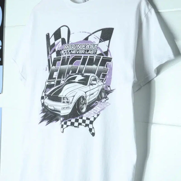 [BUNJANG] Gildan USA White Half Sleeve T-Shirt Mustang Racing / (M) 길단 반팔 티셔츠 USA 화이트 도프스킬 머스탱 레이싱-H36312