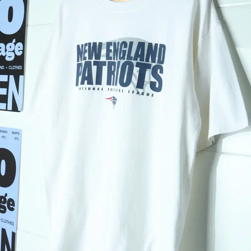 [BUNJANG] NFL Patriots Short Sleeve T-Shirt / (L-2XL) 엔에프엘 반팔 티셔츠 USA 흰색 패트리어츠-H36316