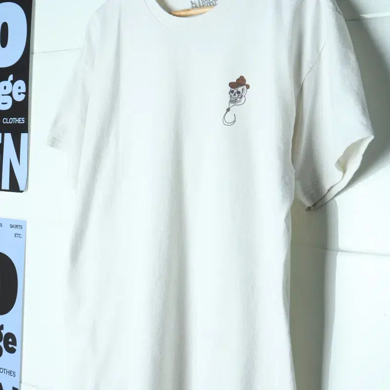 [BUNJANG] Empire USA Skull Short Sleeve T-Shirt Ivory / (L) 엠파이어 반팔 티셔츠 USA 아이보리 해골 잘익음-H36317