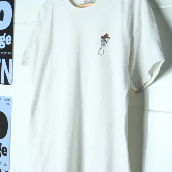 [BUNJANG] Empire USA Skull Short Sleeve T-Shirt Ivory / (L) 엠파이어 반팔 티셔츠 USA 아이보리 해골 잘익음-H36317