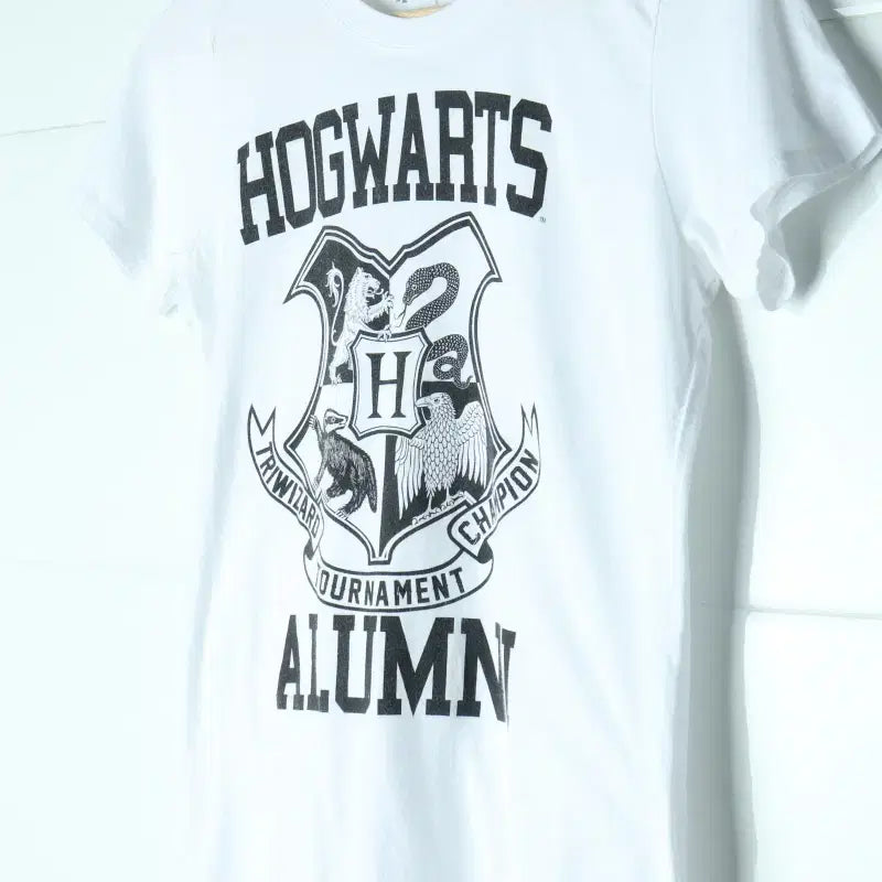 [BUNJANG] Harry Potter Hogwarts T-Shirt White / W(S) 헤리포터 반팔 티셔츠 USA 흰색 해리포터 호그와트-H36324