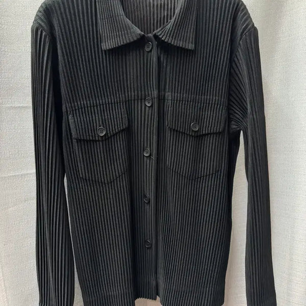 [BUNJANG] Pleats Mi Black Pleated Shirt Jacket (Size 100) / 플리츠미 새상품급 블랙 주름 셔츠 쟈켓 (100)