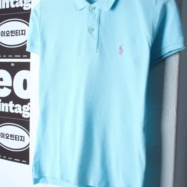 [BUNJANG] Polo Ralph Lauren Slim Fit Short Sleeve Polo Shirt Light Blue / W(M-L) 폴로 랄프로렌 반팔 카라 티셔츠 슬림핏 연블루-H36346