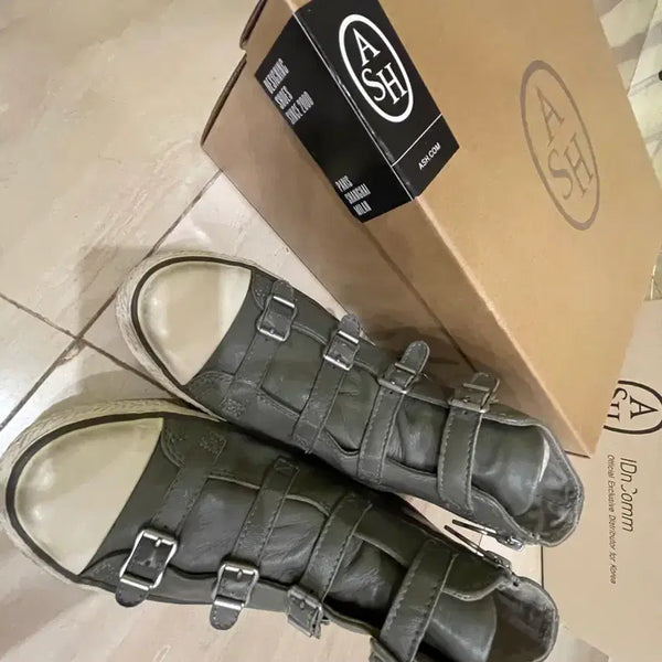 [BUNJANG] ASH Buckle High-Top Sneakers Khaki 38 / ASH 스니커즈 카키색 버클 하이탑 38
