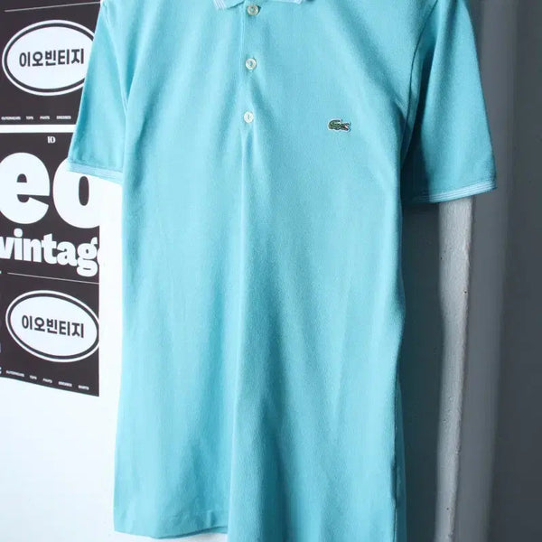 [BUNJANG] Lacoste Slim Fit Short Sleeve Collar T-Shirt - Light Blue Ringer / (M-L) 라코스테 반팔 카라 티셔츠 슬림핏 연블루 링거-H36353