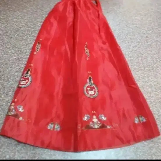 [BUNJANG] Red Dangui Skirt Traditional Korean Dress / 전통 당의 치마 레드