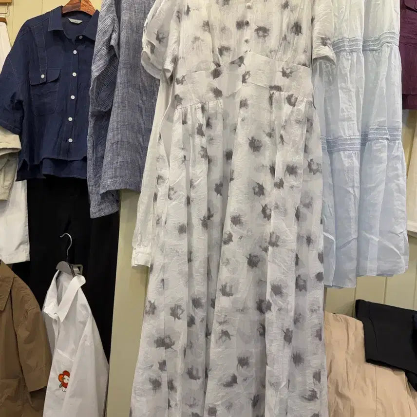 [BUNJANG] Ink Wash Flower A-Line Long Dress / [새상품] 수묵화 플라워 A라인 롱원피스