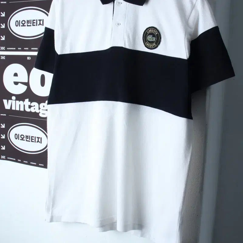 [BUNJANG] Lacoste Color-Block Rugby Polo T-Shirt / (M-L) 라코스테 반팔 카라 티셔츠 배색 럭비 범고래-H36358