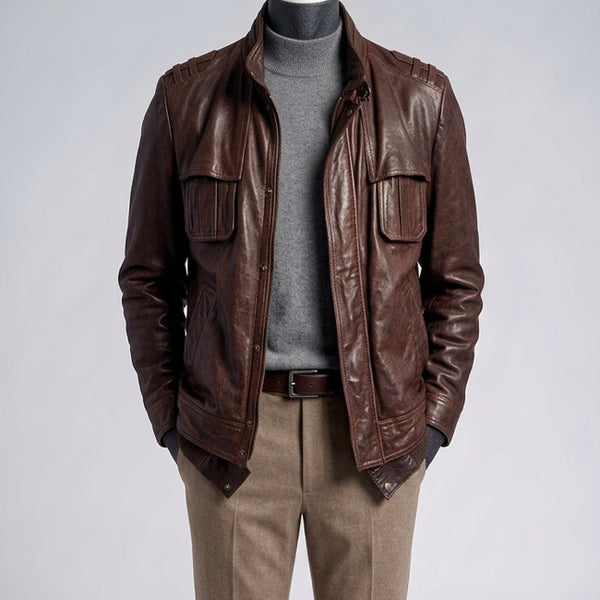 [BUNJANG] SIEG Vegetable Lambskin Blouson Jacket Wine Brown 105 / 지이크 / SIEG 베지터블 양가죽 와인 브라운 블루종 자켓 / 105