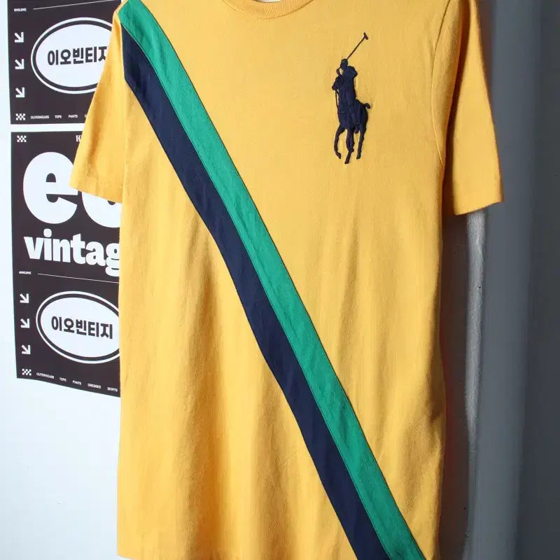 [BUNJANG] Polo Ralph Lauren Big Pony T-Shirt / (L) 폴로 랄프로렌 반팔 티셔츠 90S 년대 빅포니 노랑-H36370