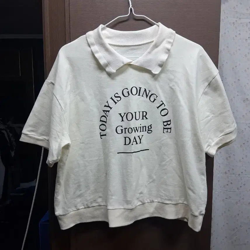 [BUNJANG] Short Sleeve Polo T-Shirt Ivory (One Size) / 반팔 카라 티셔츠 아이보리(프리)