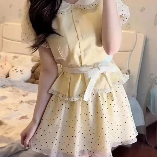 [BUNJANG] Dot Lace Two-Piece Set / 도트 레이스 투피스-M