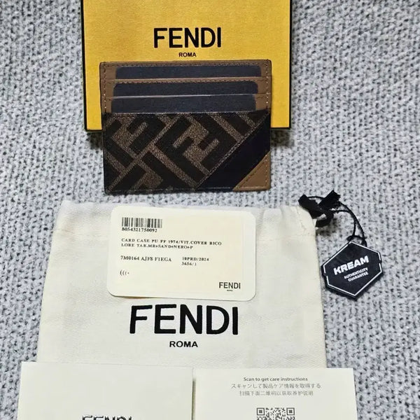 [BUNJANG] Fendi FF Diagonal Logo Card Holder Wallet Brown Leather / [정품] 펜디 FF로고 사선포인트 카드홀더 지갑 브라운레더