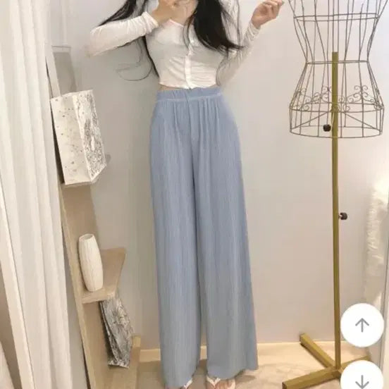 [BUNJANG] Light Blue Flowy Pants / 여를 찰랑바지