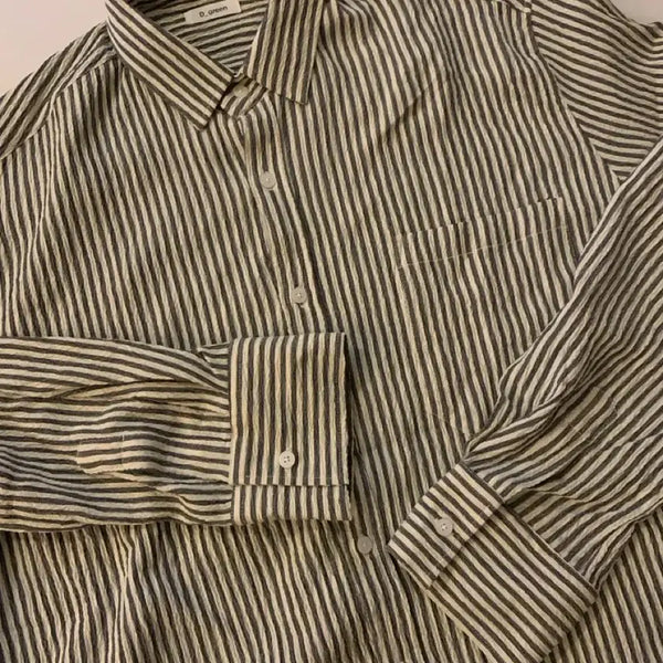 [BUNJANG] Big Size 110 Striped Summer Shirt Seersucker Linen 2XL / 새상품 빅사이즈 110 스트라이프여름셔츠 시어서커 셔츠 2xl 린넨