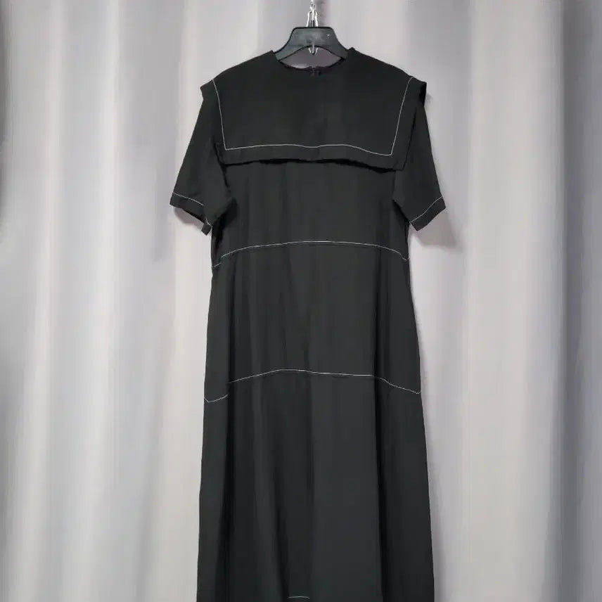 [BUNJANG] Stitch Sailor Collar Long Dress / 스티치 세일러 카라 롱원피스