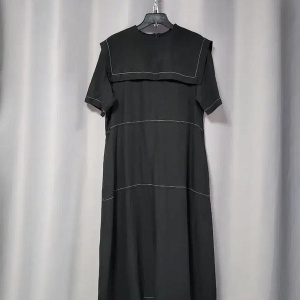 [BUNJANG] Stitch Sailor Collar Long Dress / 스티치 세일러 카라 롱원피스