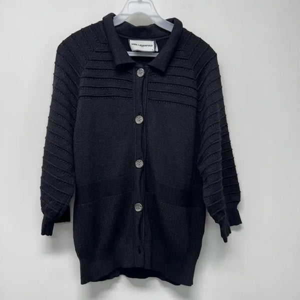 [BUNJANG] Karl Lagerfeld Black Knit Cardigan Size 66 / 칼라거펠트 블랙 니트 가디건 66