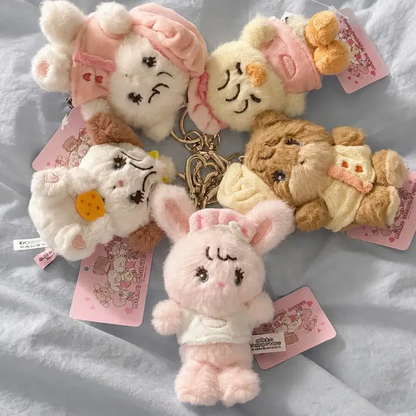 [BUNJANG] Mikko Characters Keychain & Plush Set (Moose, Souffle, Latte, Camie, Rose) / (새상품) mikko 미코 캐릭터즈 키링 인형 세트 /무스, 수플레, 라떼, 캐미, 로즈
