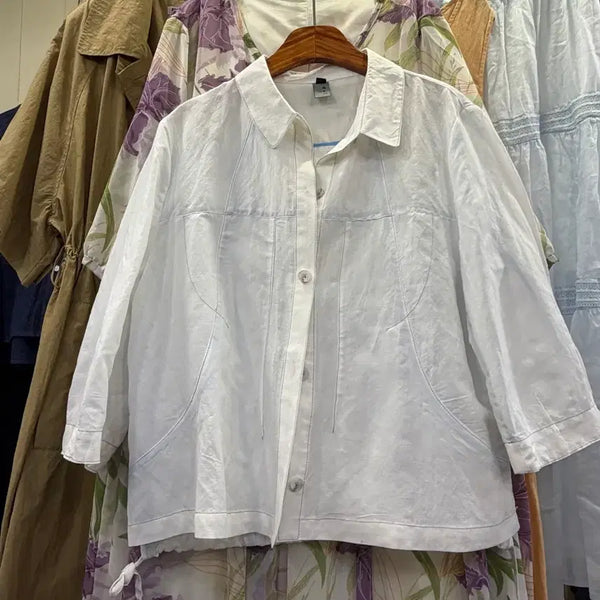 [BUNJANG] Linen White Shirt Jacket / (새상품) 린넨 화이트 셔츠 자켓