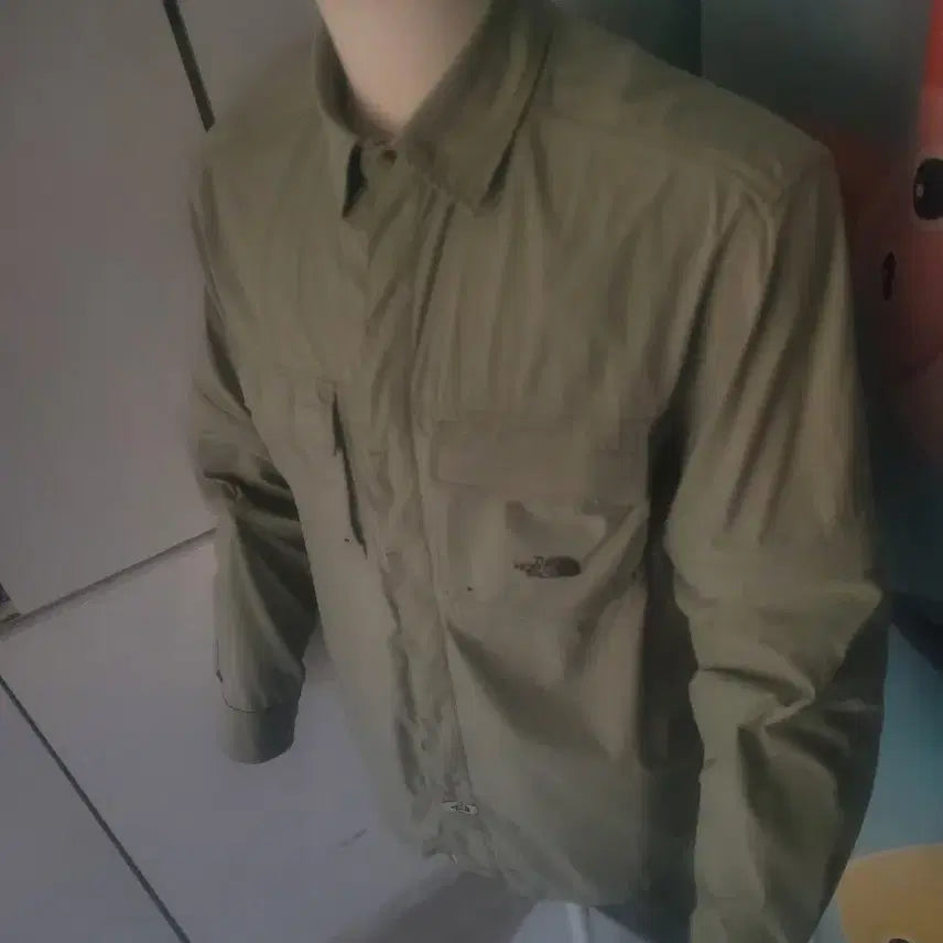 [BUNJANG] The North Face Convertible Sleeve Shirt / 100 노스페이스 셔츠 카키색 --- 반팔 긴팔 변형가능