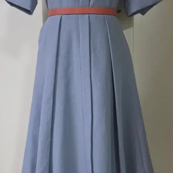 [BUNJANG] LINE ADITION Pastel Blue Pleated Shirt Dress / LINE ADITION 파스텔 블루 원피스