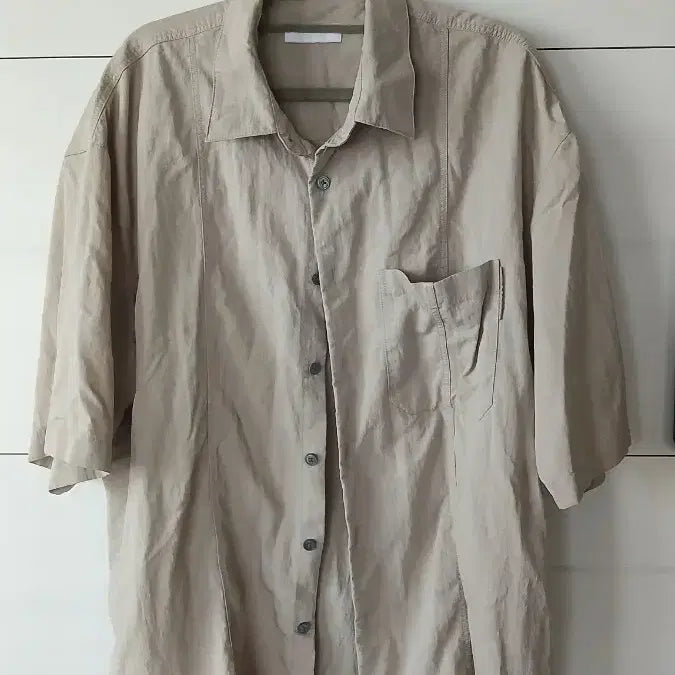 [BUNJANG] Customellow 38/00 Oversized Fit Shirt Beige / 커스텀멜로우 38/00 셔츠 100M사이즈 오버핏