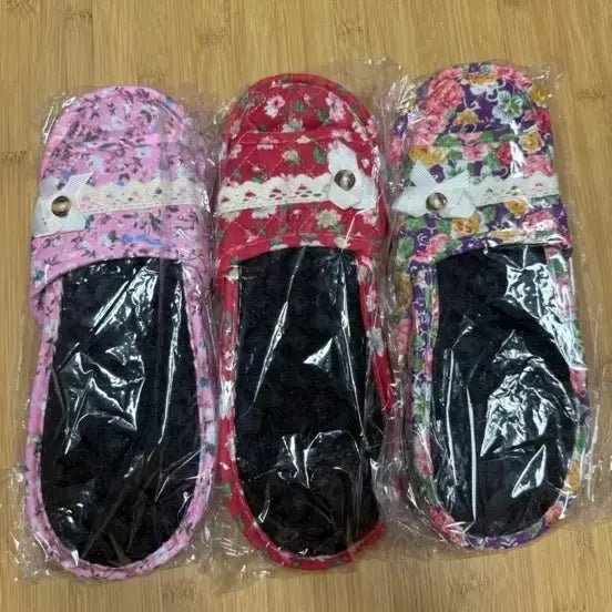 [BUNJANG] Floral Pattern Indoor Slippers Set (7 Pairs) / 꽃무늬 실내화 6켤레