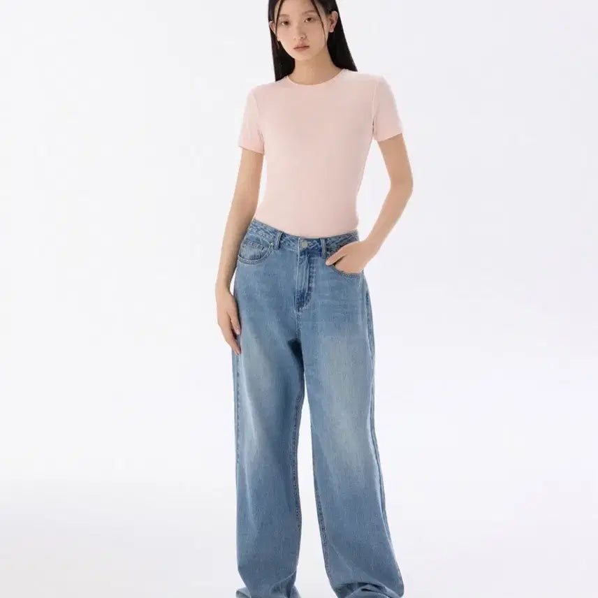 [BUNJANG] Musinsa Standard Women's Wide Denim Pants Light Indigo / 무신사 스탠다드 우먼 와이드 데님 팬츠 라이트 인디고 청바지 32