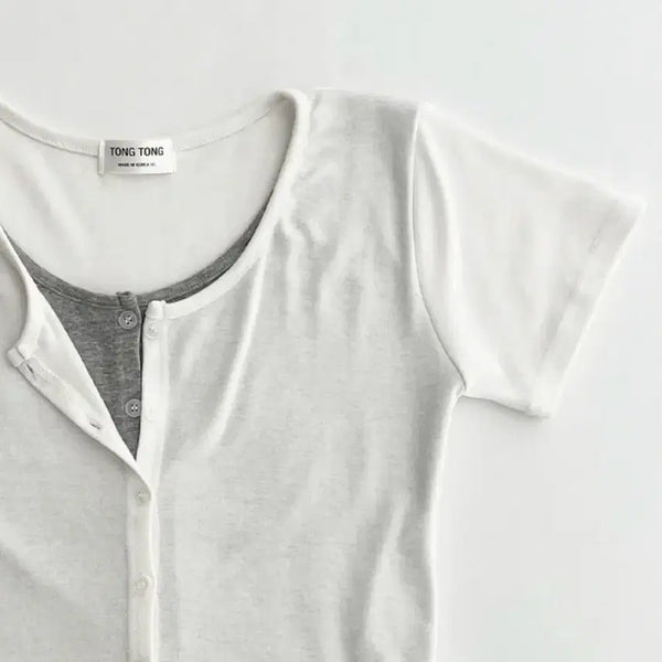 [BUNJANG] A-bly "TongTong" Layered Short-Sleeved T-shirt / 에이블리 통통 반팔