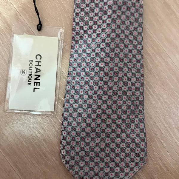 [BUNJANG] Chanel Silk Pattern Necktie Blue New / 샤넬 넥타이 패턴 실크 블루 새상품 국문텍