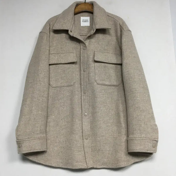 [BUNJANG] Studio Tomboy Pocket Shirt Wool Jacket (Free Size) / 스튜디오톰보이 포켓 셔츠 울 자켓 F
