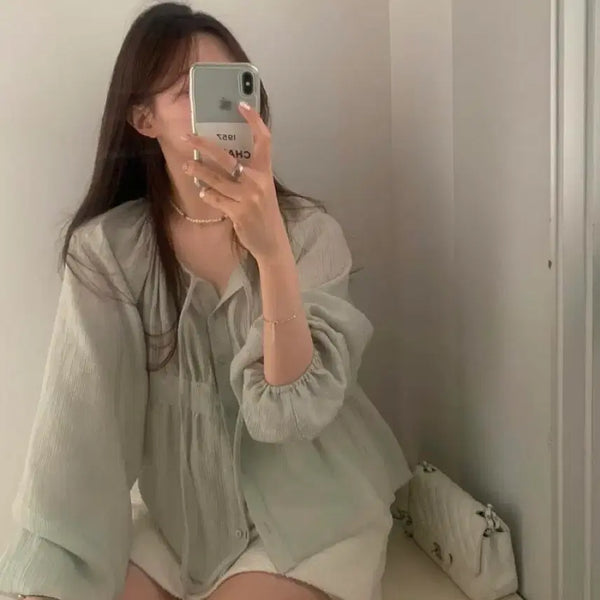 [BUNJANG] Pretty Young Thing Juju Blouse Mint / 프리티영띵 쥬쥬 블라우스, 민트, 새상품