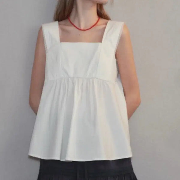 [BUNJANG] Oroh Lace Button Sleeveless - Medium / 오로 레이스 버튼 슬리브리스-m
