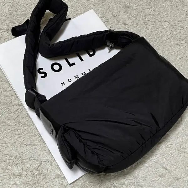 [BUNJANG] Solid Homme Quilted Shoulder Bag Black / 솔리드옴므 퀼팅 숄더백 블랙