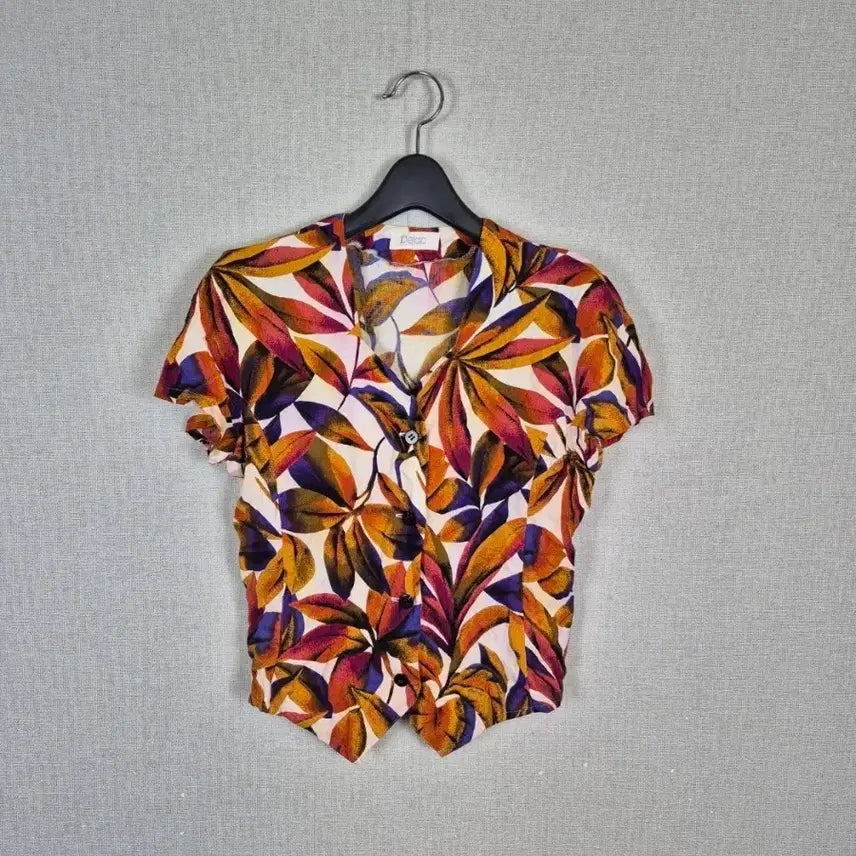 [BUNJANG] DELAC 100% Cotton Leaf Pattern Short Sleeve Blouse Jacket / (#55추천)면100% 화려한 잎새 패턴 반팔 블라우스자켓
