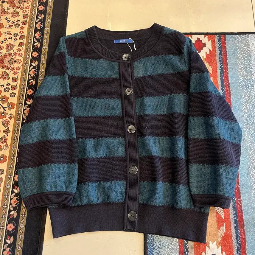 [BUNJANG] Keith Stripe Knit Cardigan (Size S/90) / 키이스 스트라이프 니트 가디건 S/90