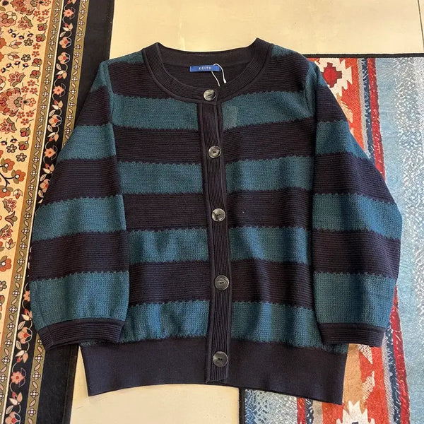 [BUNJANG] Keith Stripe Knit Cardigan (Size S/90) / 키이스 스트라이프 니트 가디건 S/90