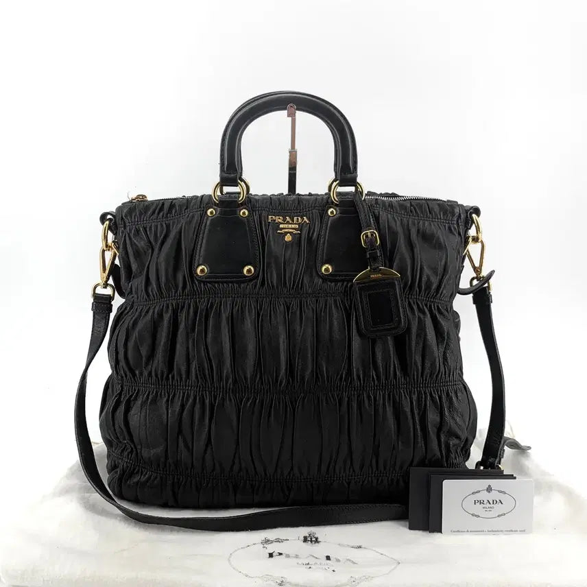 [BUNJANG] Prada Gauffre Leather Tote Shoulder Bag BN1935 / *매장판* 프라다 레더 고프레 토트백 겸 숄더백 BN1935
