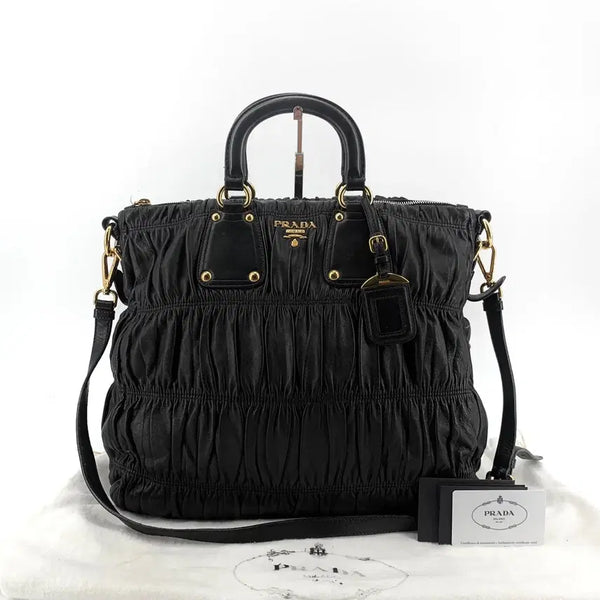 [BUNJANG] Prada Gauffre Leather Tote Shoulder Bag BN1935 / *매장판* 프라다 레더 고프레 토트백 겸 숄더백 BN1935