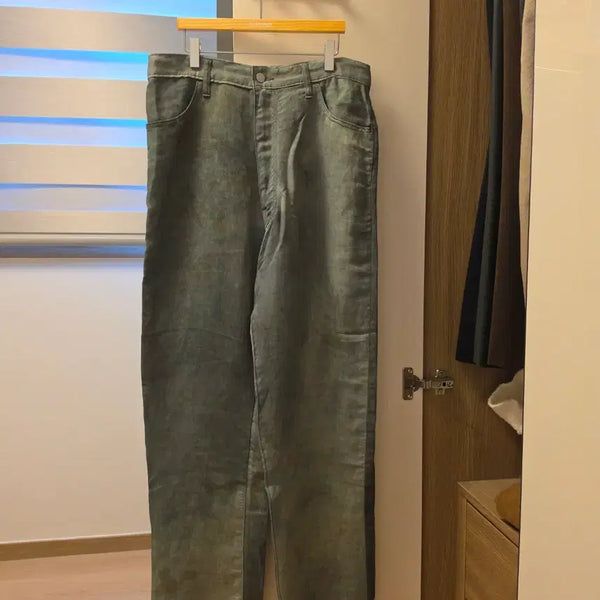 [BUNJANG] Lyria Dirty Print Linen Cotton Pants (Size 46) / Lyria Dirty Print Linen Cotton (2025ss; 올리브; 46사이즈)