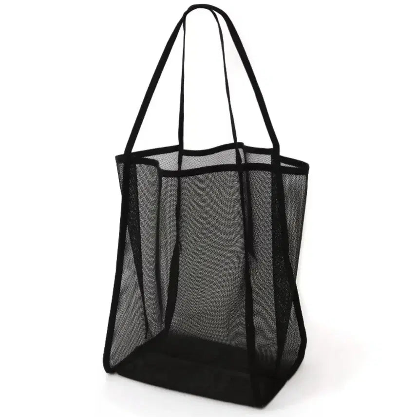 [BUNJANG] Black Mesh Shopper Bag with Sand Play Set / 블랙 메쉬 쇼퍼백+모래놀이세트