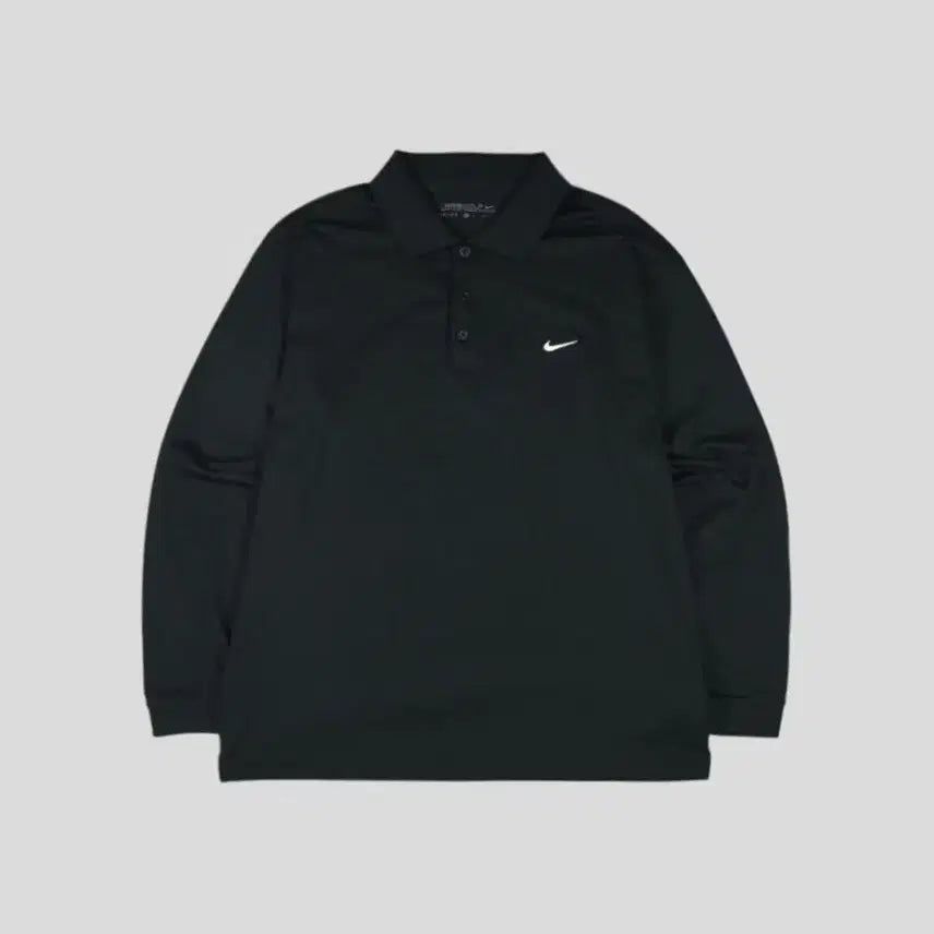 [BUNJANG] Nike Golf Dri-FIT Black White Swoosh Logo Long Sleeve T-Shirt L / 나이키 골프 블랙 화이트 스우시 로고 드라이핏 카라넥 기능성 긴팔 티셔츠 롱슬리브 L