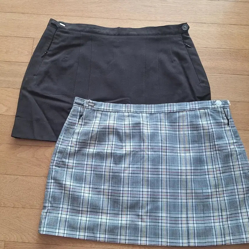 [BUNJANG] Summer School Uniform Skirt (Dark Brown & Checkered) / 예쁜 여자교복 하계용 교복치마 짧치 2점(80)