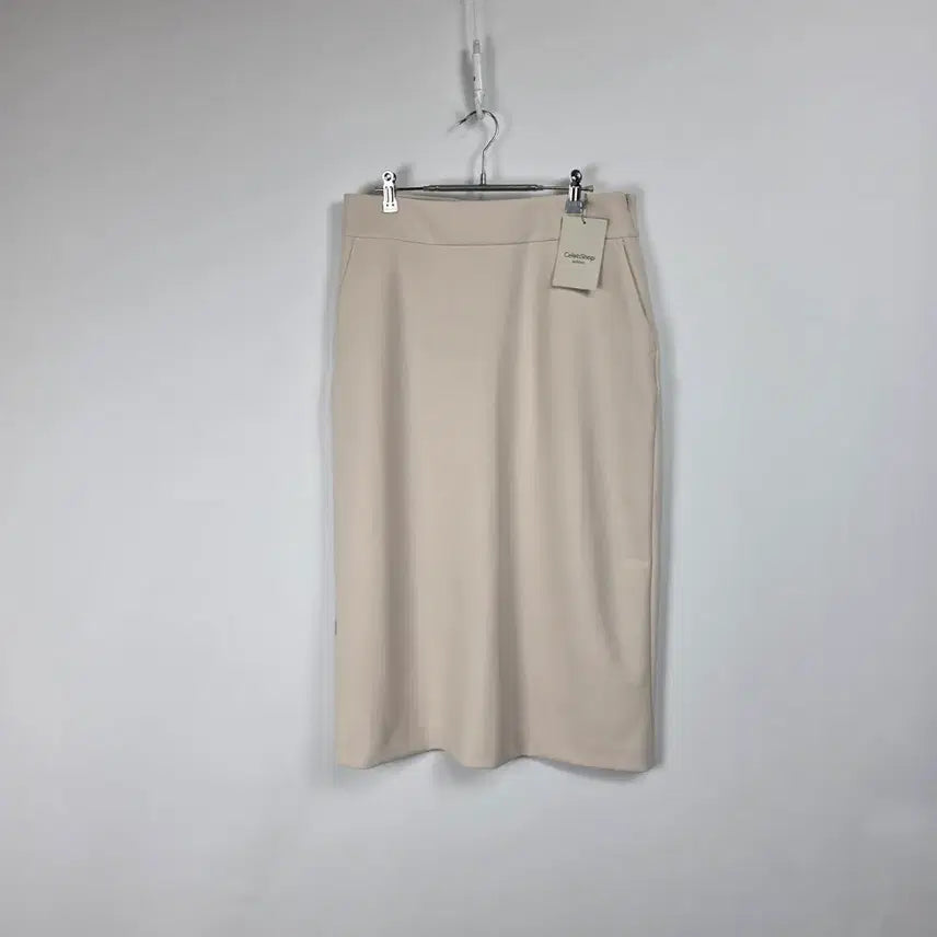[BUNJANG] Celebshop Ivory Spandex Midi Skirt with Back Vent and Elastic Waistband / 새상품 셀럽샵 아이보리 스판 미디 뒤트임 밴딩 스커트 여 33-34인치 260805
