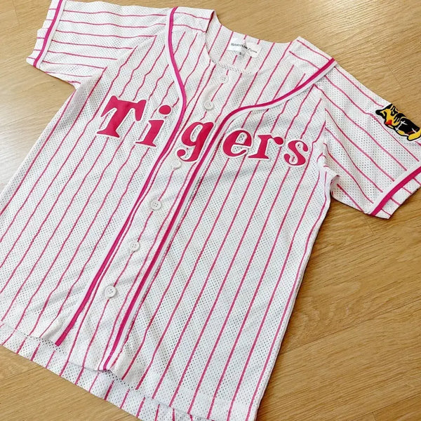 [BUNJANG] Hanshin Tigers Baseball Uniform Pink Stripe Size S / 한신 타이거즈 야구 유니폼 핑크 줄무늬 S